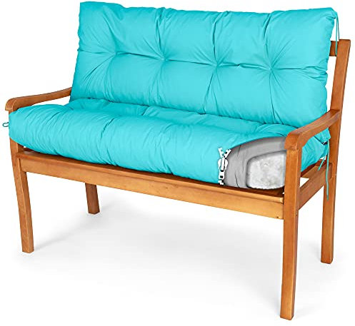 Spatium Bankauflage abnehmbar Bezug wasserdicht Sitz + Rücken gesteppt Bankkissen Bankpolster Polsterauflage Auflage für Gartenbank 30 Größen zur Auswahl, 7 Farben(130 x 120 x 10cm Minze)