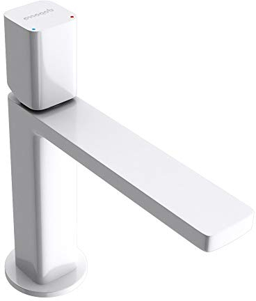 Mai & Mai Armatur Waschtischarmatur eckiges Design Badarmatur Weiß 19,6cm hoch Waschtisch-Einhebelmischer DIN-Anschlüsse WAO-7901