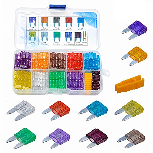 AHL 145 Stück mini sicherungen kfz flachsicherung kfz auto sicherheit motorrad sicherungen set mini auto sicherungen 3A 5A 7.5A 10A 15A 20A 25A 30A 35A 40A mit 1 Sicherungszieher