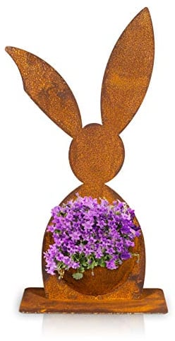 Blümelhuber Edelrost Hase Deko Frühling - tolle Osterdeko für Draußen zum Bepflanzen - geeignet für Garten Terrasse Hochbeet Balkon und Haustür Deko