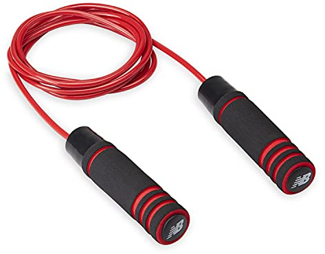 New Balance Weighted Jump Rope for Men - Heavy Handles, Adjustable Length, Exercise Training Jump Ropes for Fitness for Women, Tangle Free Rapid Speed Skipping - Red