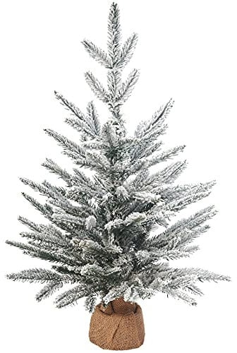 WeRChristmas Snow Flocked Potted Christmas Tree with Hessian Base, White, 2 ft / 0.6 m