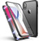 LONYAN Compatible with iPhone XS Max Case, Magnetic Adsorption Protective Hard Case Front and Back Tempered Glass Full Screen Coverage One-Piece Design Flip Cover (Black)