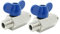 Souldershop 1/4 Zoll 304 Edelstahl Mini Kugelhahn 1/4 Zoll NPT Gewinde Kleine Kugelabsperrventil Blau Schmetterlingsgriff männlich x männlich MxM (2 Stück)