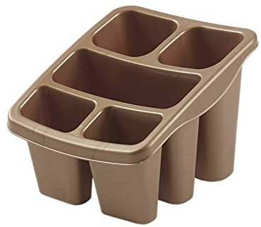 Vsorce4u 1 x Rose Gold 5 Compartment Plastic Cutlery Drainer Caddy - Sink Plate Tray Utensils Holder Storage Drainer Caddy Pot Container Stand Rack