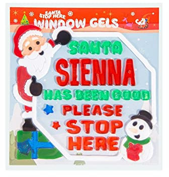 History & Heraldry Santa Stop Here Fenstergels, personalisierbar, Sienna