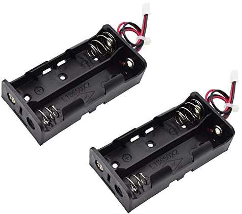 Adeept 2Pcs 2 Slots 18650 Battery Holder Case with Wire and 2.54mm JST Connector, Batteries Connected in Series 7.4V, Solderless 3.7V Battery Storage Box Holder for DIY Projects
