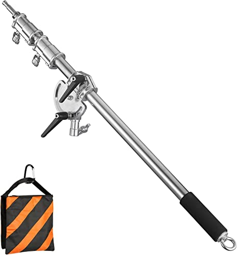 Braccio allungabile in acciaio inox per treppiede leggero e treppiede C, da 3,6 piedi a 8,2 piedi Braccio regolabile con sacchetto di sabbia per Studio Softbox Reflector