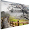 Estika Leinwand bilder - Japan, Kirschblüte, Berge - 120x80 cm, 1 teilige kunstdruck - Wandbilder wohnzimmer, schlafzimmer, Moderne wanddeko, Bild auf leinwand - Natur bilder - 1207A_1B