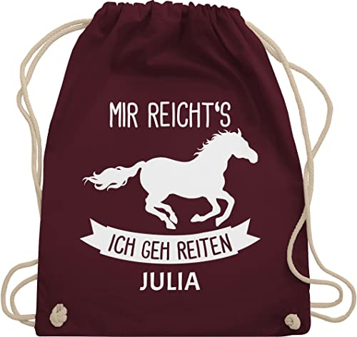 Turnbeutel Rucksack - Pferd Pferde - Mir reichts ich geh reiten - Unisize - Bordeauxrot - tasche zum reit sachen für mädchen pferden gehe beutel pferderucksäcke pferdemotiv reicht s stoffbeutel