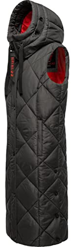 Navahoo warme Damen Winter Steppweste lang mit Kapuze Schnuckel XS-XXL