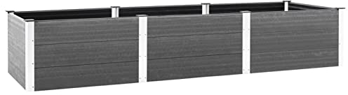 Yolola Hochbeet Metall Garten Hochbeet Balkon Pflanzkübel Hochbeet Grau 300x100x54 cm WPC Blumenkasten Draußen Pflanzgefäß Pflanzbeet