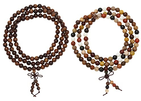 YINETTECH Combinaison Gebets-Perlen-Armband, schwarzes Palisander-Gebets-Perlen-Armband, dekoratives Armband für Mantra-Gesang, Meditation, Yoga, Üben, 2 Stück, 8 mm, Holz, Kein Edelstein