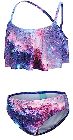 Aisyee Maillot de Bain Deux Pièces Fille Hawaiien Fleuri de Plage 3-16 Ans