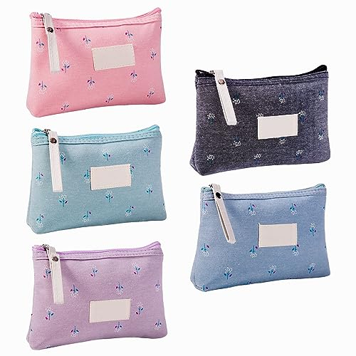 Sporgo 5 Stück Kleine Kosmetiktasche: 5 Farben Schminktasche Multifunktionale Kosmetiktasche, Tragbare Make Up Tasche Reißverschluss Aufbewahrungstasche, für Kosmetika, Kleingeld, Toilettenartikel