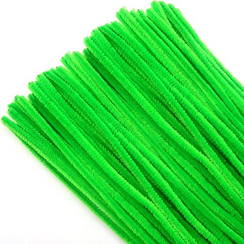 TOAOB Pfeifenreiniger Hellgrün zum Basteln 100 Stück Chenilledraht Pfeifenputzer Lang 30 cm X 6mm Pipe Cleaner Basteln für DIY Handwerksprojekte