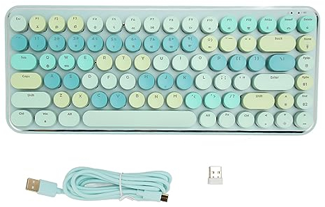 PUSOKEI Drahtlose Bluetooth Schreibmaschine, Mechanische Tastatur, 84 Tasten, Retro Computer Gaming Tastatur mit Dreifachem Roten Schalter, Eingebauter 1500 mAh Akku