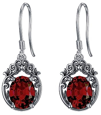 Althum Granat Ohrringe Echte 925 Sterling Silber Oval Geformter Granat Ohrringe Damen mit Vintage Filigranen Ohrringen