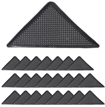 Relaxdays Teppich Antirutsch Pads, 24er Set, rutschfeste Teppicheckenhalter, für Fliesen, Laminat, Holzboden, schwarz