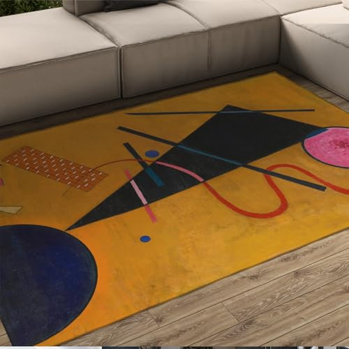 CIHCOHOME Maschinenwaschbarer moderner Teppich Abstract Expressionism Bunte abstrakte Bereichsteppiche Luxusteppich für Wohnzimmer Schlafzimmer Essbereich Teppich 160x240cm