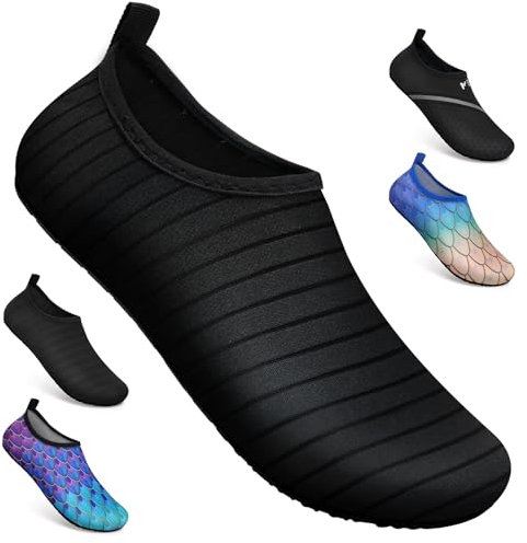 WateLves Wasserschuhe für Damen Herren Kinder Unisex Badeschuhe Schwimmschuhe Strandschuhe Schnelltrockend Aquaschuhe Surfschuhe Barfuss Schuhe Tw Schwarz 50/51 EU