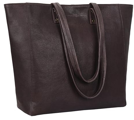 ANTONIO VALERIA Alexis Schultertasche aus Leder mit Tragegriff für Damen, Verwaschenes Braun, Medium, Umhängetasche