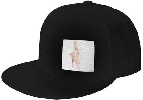 Cappello da baseball classico con visiera piatta con visiera piatta e visiera regolabile in bianco, Nero , Etichettalia unica