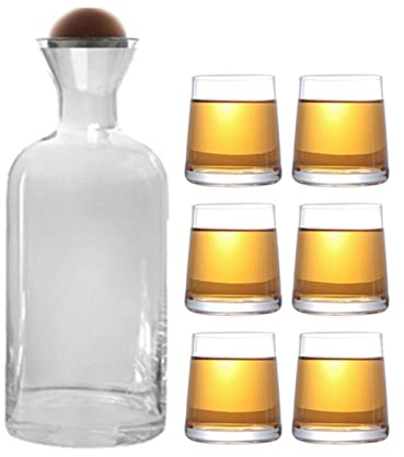 Carafe Eau Creative Pichet Cristal Verre Bouteille d'eau Ensemble de pichet cylindrique Coupe de coupe de verre transparent Bouteille d'eau domestique Pichet à Thé Glacé(Color:A)