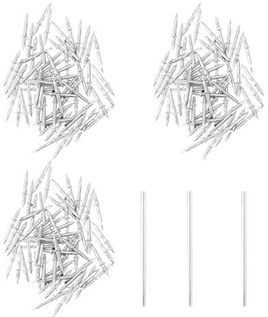 300 Stück Nahtloser Nagel mit Doppelköpfigem Set, Nahtloser Nagel, Nahtloser Nagel mit Doppelköpfigem Sockelfaden, Doppelkopf Sockelfadennagel mit 3 Einem Nagelspezifischen Hülsenwerkzeug