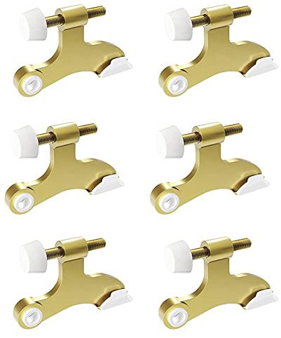 Veciado 6Pcs Hinge Pin Gold Door Stopper Adjustable Heavy Duty Hinge with Rubber Bumper to Reduce Potential Damage Wall Dents
