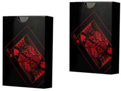 VICASKY 2 Sätze Poker-Spielkarten Schürhaken Schwarzes Kartenspiel Spielkarten Für Erwachsene wasserdichte Kartenspielen Lustiges Kartendeck Pokerkarten Rot