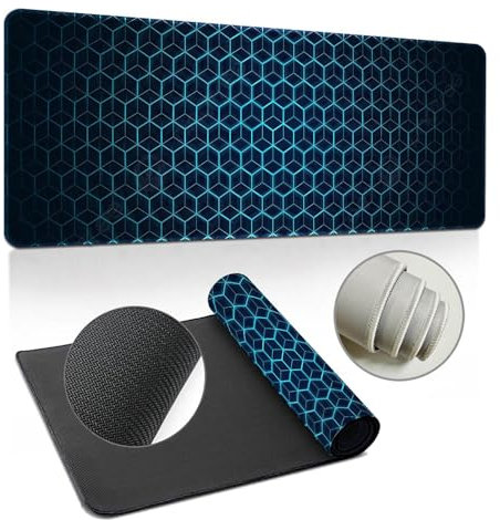Hixingo Mauspad XXL/XL/L, 3D Farbe Wabe, Gaming Mauspad, Mauspad mit Anti-Rutsch Gummiboden, Vernähte Kanten Mousepad, Mouse pad für Büro, Zuhaus (600x300x3mm,Blau 1)