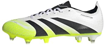 adidas Predator League Soft Ground Football Boots, Botas de fútbol Unisex Adulto, Cloud White/Core Black/Lucid Lemon, 43 1/3 EU