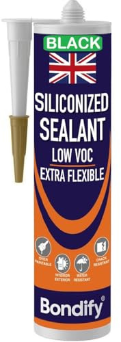 BONDIFY Sigillante Impermeabile per Finestre Nero, Interni ed Esterni Silicone Acrilico Verniciabile Nero 500g SENZA SOLVENTI Silicone Acrilico Sigillante per Crepe e Fessure, Bagno Cucina, Porta