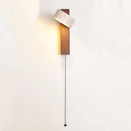 Lampada da Parete 180 Girevole Lampada da Parete a LED in Legno 9W Lampada da Parete in Pietra di Marmo Naturale Lettura Illuminazione Moderna Rustica Vintage per Camera da Letto Soggiorno Cucina,