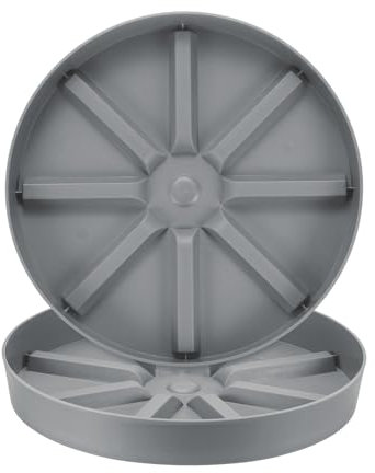M METERXITY 2-Pack Plant Saucer, 12 Inch Flower Pot Saucers, Thicker Anti-Rot Root Plastic Plant Saucer for Indoor/Outdoor Potted Plant/Plant Water Catcher Tray [Grey]