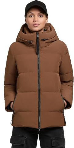 khujo Damen Winterjacke warme Steppjacke mit Verstellbarer Kapuze Fanc2-YM Buff Brown Gr. XXL