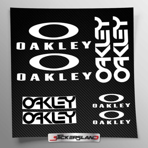 Stickersland® Aufkleber-Set kompatibel mit Rahmen MTB Mountainbike und Helm | Aufkleber-Aufkleber mit Logos | Stickersland® – Oakle (weiß matt)