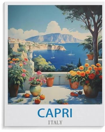 Capri Italy Vintage Travel Poster,Jigsaw Puzzles 1000 Pieces for Adults, Classic Puzzle Kids Puzzle Challenging And Difficult Puzzles for Adults And Teens(75x50cm)-B16