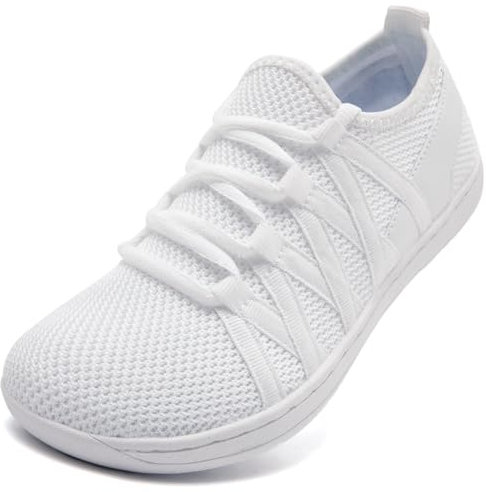 VLHGCG Barfußschuhe Damen Sneaker Barfuss Hausschuhe Schuhe Zero Drop Solhe Freizeit Sommerschuhe Schlupfschuhe Traillaufschuhe Fitnessschuhe Leicht Zehenschuhe,Weiß,EU39
