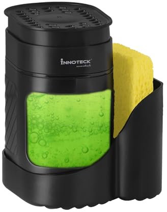 Innoteck Essentials Compact Soap Dispenser with Sponge – Soap Dispenser with Dual Soap Holder, Sponge Tray, Removable Design, Non-Slip Feet, 450ml Capacity – Ideal for Kitchen & Bathroom