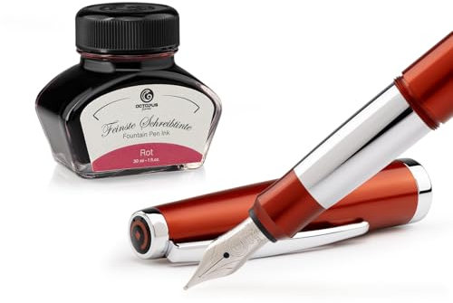 Octopus Füllhalter Set Cleo Skribent Colour rot, Patronen-Füllhalter und 30 ml Tinte Rot