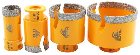 EXFEIN Diamant Fliesenbohrer 4 Stücke 25/35/50/68mm - M14 Diamantbohrer Lochsäge für Fliesen Porzellan Keramik Marmor Granit Bohrungen, für Winkelschleifer