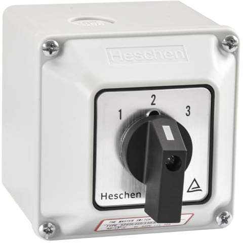 Heschen Universeller rastender Nockenwahlschalter Umschalter, SZW26-20-0-3.2D, 660V 20A, EIN-AUS 4 Positionen 8 Klemmen, mit Hauptschalter-Außenbox, CE (Größere Box)