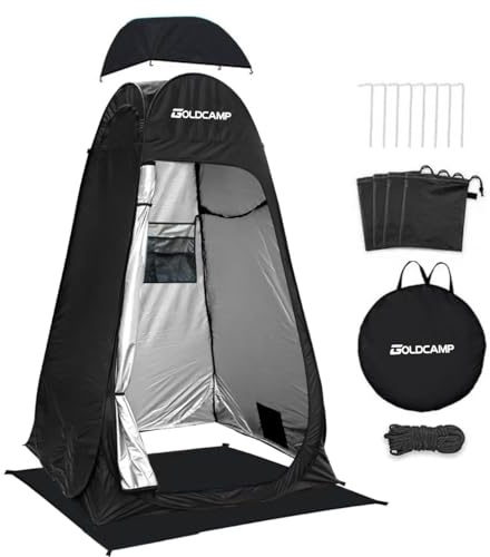 GOLDCAMP Camping-Duschzelt, Sichtschutzzelt, Pop-Up-WC, tragbar, Sonnenschutz, Ankleidezimmer, sofortiger Outdoor, für Camping, Wandern, Strand, Picknick, Angeln, mit Tragetasche