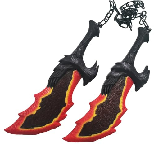 Anjinguang Kratos Accessoires de cosplay double couteau chaîne lames du chaos Accessoires de costume d'Halloween pour fête costumée 43 cm