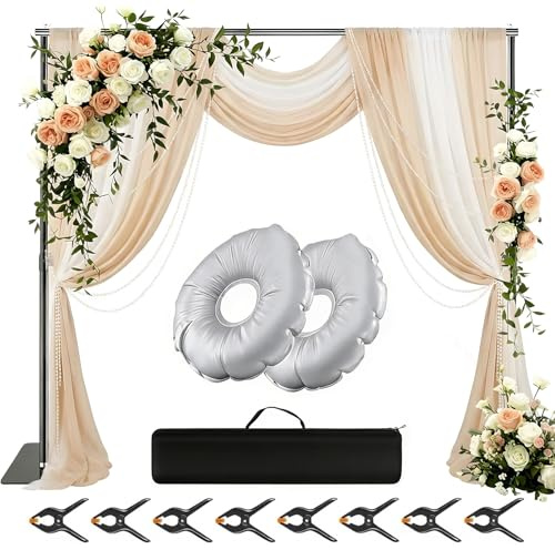 WUDLEP 10x7ft Backdrop Stand Kit, Adjustable Background Support System with Steel Base, Heavy Duty Photography Background Support System, for Studio, Weddings, Parties