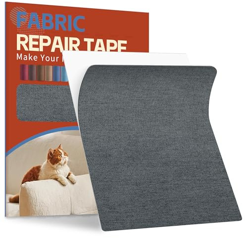 Flicken Selbstklebend Stoff, Stoffflicken Selbstklebend Textilklebeband | 21x28cm Dunkleres Grau Leinenstoff Patches Reparaturset Stoffklebeband für Möbel, Autositze, Kleidung, Stühle, Sofas
