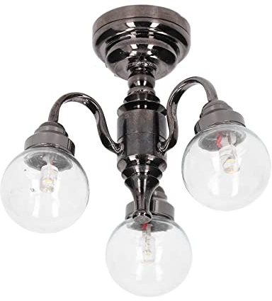 BSTCAR Puppenhaus Kronleuchter 1:12 Mini Retro Miniatur Puppenhaus Deckenleuchte Batterie Stromlampe für Raumdekoration