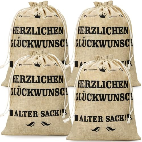 4pcs Geschenkbeutel abschiedsgeschenk kollegen lustige geschenke für männer Jutebeutel Geschenkverpackung Geschenke für 30/40/50/60 geburtstag/jobwechsel/abschieds/geschenk männer 40x30 cm